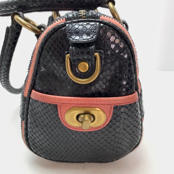 ISABELLA FIORE Leather Pink Black Handbag Purse - Picture 10 of 14